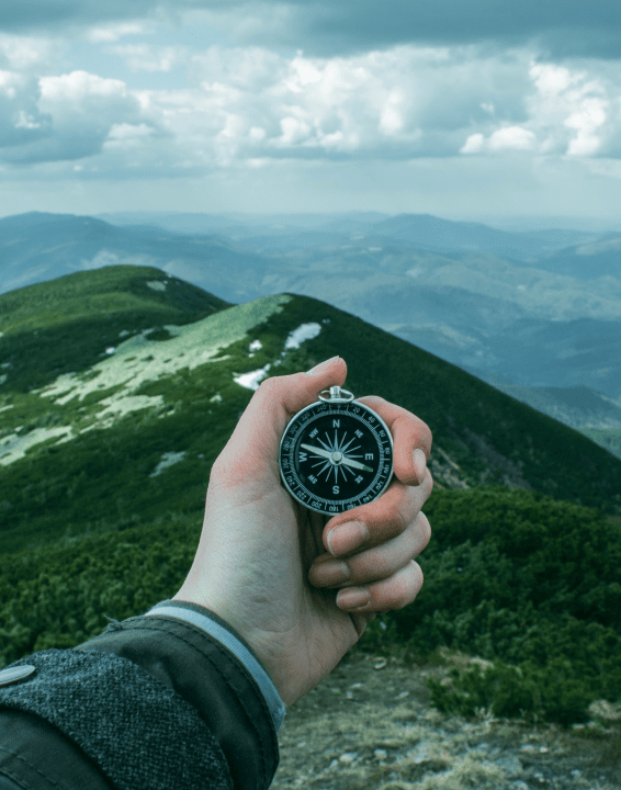 compass in hand